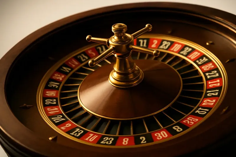 Close-up of live roulette wheel spinning in elegant casino lighting